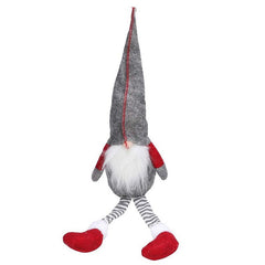 Elf de jucarie 50 cm figurina decorativa craciun material textil rosu si gri