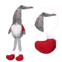 Elf de jucarie 50 cm figurina decorativa craciun material textil rosu si gri