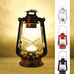 Felinar retro 16 led-uri alb cald maner transport agatatoare metal culoare rosu