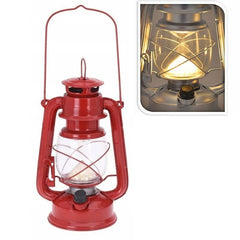 Felinar retro 16 led-uri alb cald maner transport agatatoare metal culoare rosu