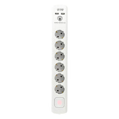 Prelungitor cu protecţie la supratensiune, 6 prize, USB, alb, Home