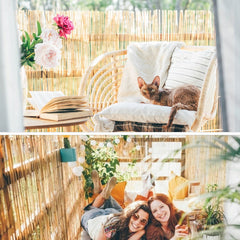 Gard delimitare spatiu bambus inaltime 200 cm latime 300 cm aspect natural