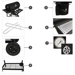 Gratar bbq grill pe carbuni capac cu termometru 2 rafturi pliabile roti
