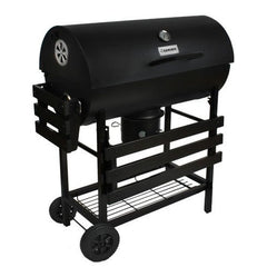 Gratar bbq grill pe carbuni capac cu termometru 2 rafturi pliabile roti