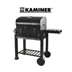 Gratar carbune bbq grill cu capac 2 rafturi termometru suflanta roti deplasare