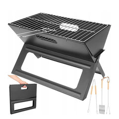Gratar de gradina pliabil 3 accesorii gatit grill portabil otel 46x30x30 cm