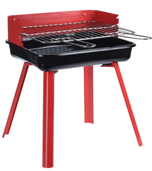 Gratar pe carbuni inaltime reglabila compact metalic rosu 360-310-450 mm