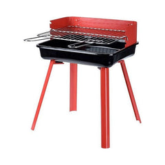 Gratar pe carbuni inaltime reglabila compact metalic rosu 360-310-450 mm