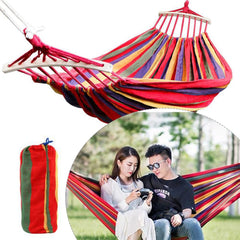 Hamac dublu cu tija din lemn 160x180 sac de depozitare bumbac capacitate 200 kg