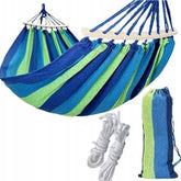 Hamac pentru 2 persoane 150x200 cm tija din lemn maxim 200 kg husa depozitare verdealbastru