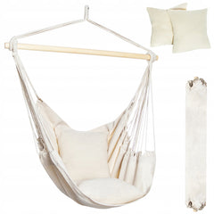 Hamac suspendat tip fotoliu 130x100 cm scaun brazilian 2 perne incluse greutate ma-ima 150 kg