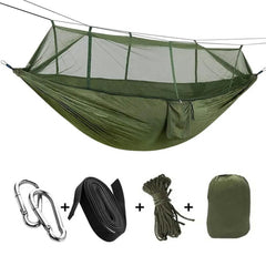 Hamac Turistic din Nylon cu plasa de Tantari verde 260x140 cm