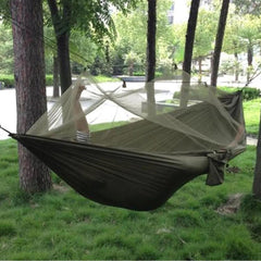 Hamac Turistic din Nylon cu plasa de Tantari verde 260x140 cm