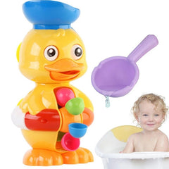 Jucarie de baie ratusca vesela lopatica apa ochi rotativi roata multicolor 2 ventuze prindere