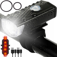 Kit far si stop bicicleta led reincarcabile usb 1200 mah 37 moduri iluminare ipx-6