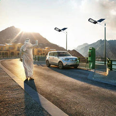 Lampa stradala solara 100w 206 led-uri 2 trepte iluminare telecomanda aluminiu