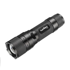 Lanterna led cu zoom 10 w 570 lm 260m acumulator 5 moduri iluminare aluminiu