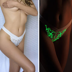 Lenjerie intima luminescenta chilot brazilian fosforescent dantela marime 38 alb