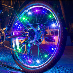 Lumini Decorative pentru Roata Bicicleta 20 Led-uri colorate 2 moduri iluminare fir 2 m