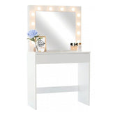 Masa de toaleta oglinda iluminata cu 12 led-uri alb cald 80x40x140 cm mdf alb