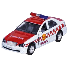 Masinuta die cast cu sunete si lumini 15 cm pompieri alba