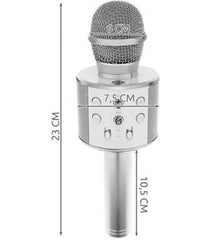 Microfon Karaoke Bluetooth cu Boxa incorporata si USB - Argintiu