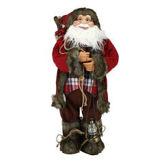 Mos Craciun Handmade cu Felinar si Sac Cadouri aspect Autentic 60 cm