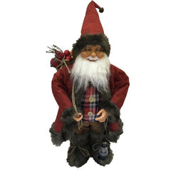 Mos Craciun Handmade cu Felinar si Sac Cadouri aspect Autentic 60 cm