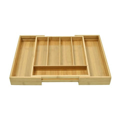 Organizator extensibil pentru tacamuri lemn bambus 7 compartimente