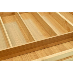 Organizator extensibil pentru tacamuri lemn bambus 7 compartimente
