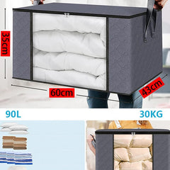 Organizator textil imbracaminte 90 litri incarcare maxima 30 kg fermoar fereastra transparenta 60x43x35 cm