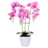 Orhidee artificiala decorativa roz 24 flori si boboci ghiveci inaltime 65 cm