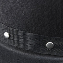 Palarie CowBoy material testil snur decoratiuni metalice negru