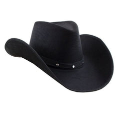 Palarie CowBoy material testil snur decoratiuni metalice negru