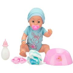 Papusa interactiva 40 cm 6 accesorii 3 ani bebelus cu biberon si olita