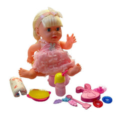 Papusa Interactiva cu 8 Functii 10 Accesorii si Senzor atingere 35 cm