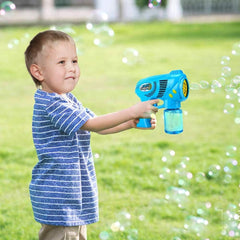 Pistol electric baloane sapun lumini si muzica rezervor solutie 150 ml 5 orificii alimentare cu baterii