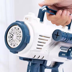 Pistol pentru baloane de sapun 12 orificii maner transport solutie inclusa lumini si muzica