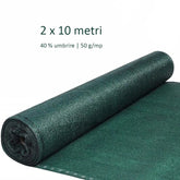 Plasa de umbrire hdpe 2x10 metri grad umbrire 40% 50 gmp verde