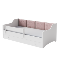 Pat de o persoana Erik 160x80 alb - panou roz