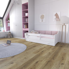 Pat de o persoana Erik 160x80 alb - panou roz