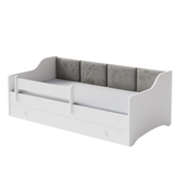 Pat de o persoana Erik 160x80 alb - panou gri