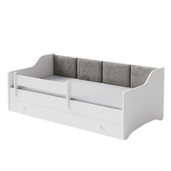 Pat de o persoana Erik 160x80 alb - panou gri