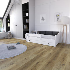 Pat de o persoana Erik 160x80 alb - panou negru