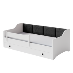 Pat de o persoana Erik 160x80 alb - panou negru