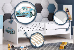 Pat copii LUK 160x80 cu balustrada - Politie