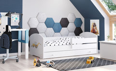 Pat copii Luk 140x70 cu sertar - Excavator