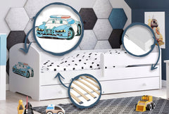 Pat copii Luk 140x70 cu sertar - Politie