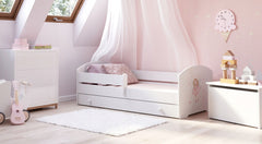 Pat copii Luk 140x70 cu sertar - Fata cu aripi