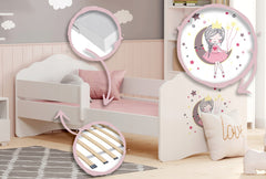 Pat copii FALA 140x70 cu balustrada - Printesa adormita